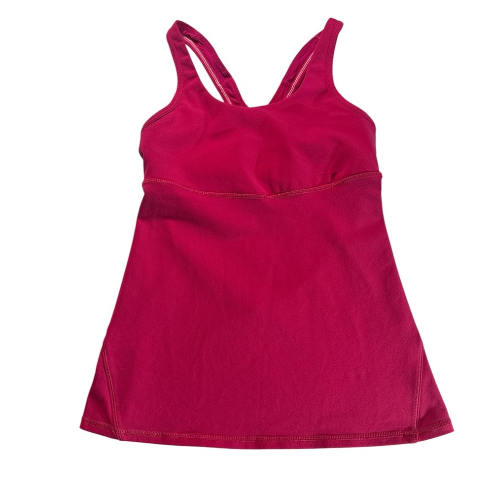 Lululemon Crossback Tank II Pink Built-In Bra Mesh Back Sz 4 Athletic Yoga Top